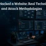 Ethical hacker analyzing website security vulnerabilities and attack methodologies