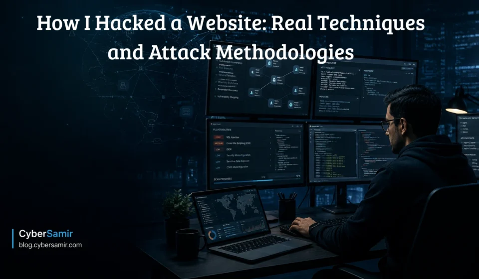 Ethical hacker analyzing website security vulnerabilities and attack methodologies