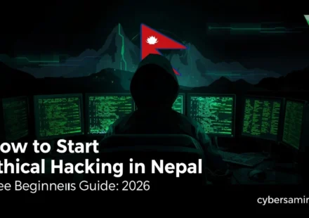 Person hacking with Nepal flag background