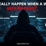 website hacked concept showing cybersecurity breach and data theft