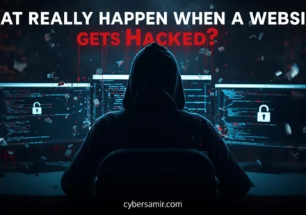 website hacked concept showing cybersecurity breach and data theft