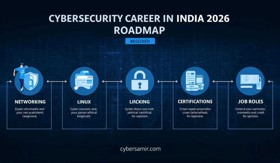 Cybersecurity career in India roadmap for beginners 2026 cybersamir.com guide