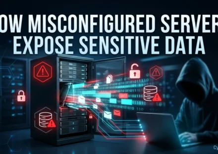 server misconfiguration exposed data cybersecurity risk illustration