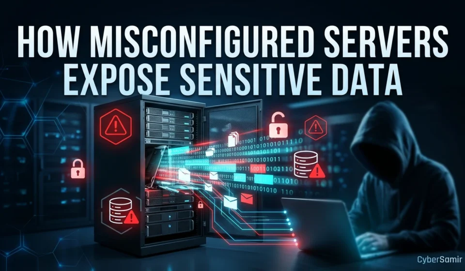 server misconfiguration exposed data cybersecurity risk illustration